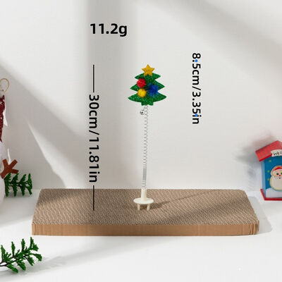 Christmas Cat Scratcher Toy With Spring Wobble Wand Santa, Reindeer, Snowman, Xmas Tree