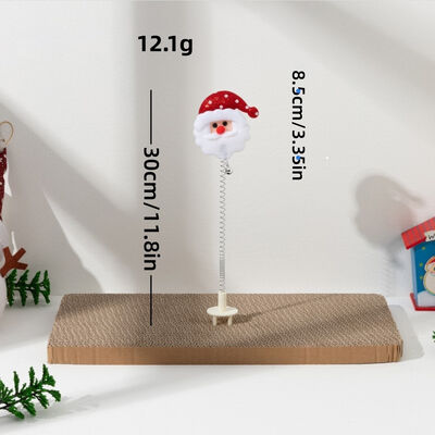 Christmas Cat Scratcher Toy With Spring Wobble Wand Santa, Reindeer, Snowman, Xmas Tree