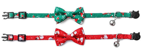Christmas Plaid Bow Tie Cat Collar, Adjustable Safety Kitten Collar, Adorable Pet Collar Decoration