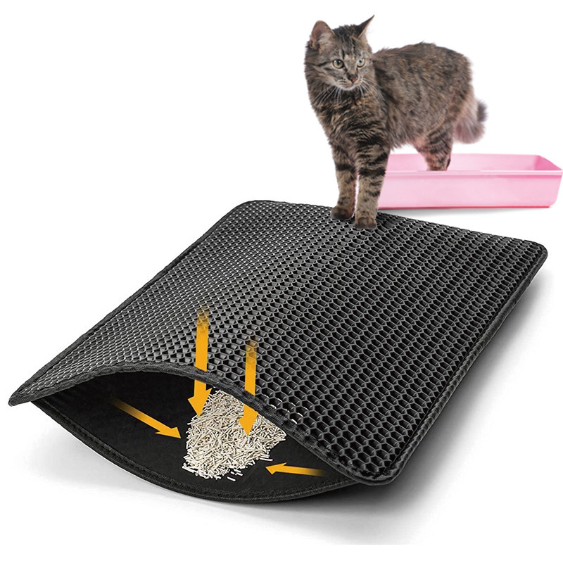 Double Layer Non Slip Easy To Clean Cat Litter Trapping Mat With Waterproof Bottom