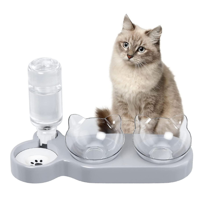 Automatic Pet Cat Water Feeder Dispenser 3 In 1 With Double Pet Bowl