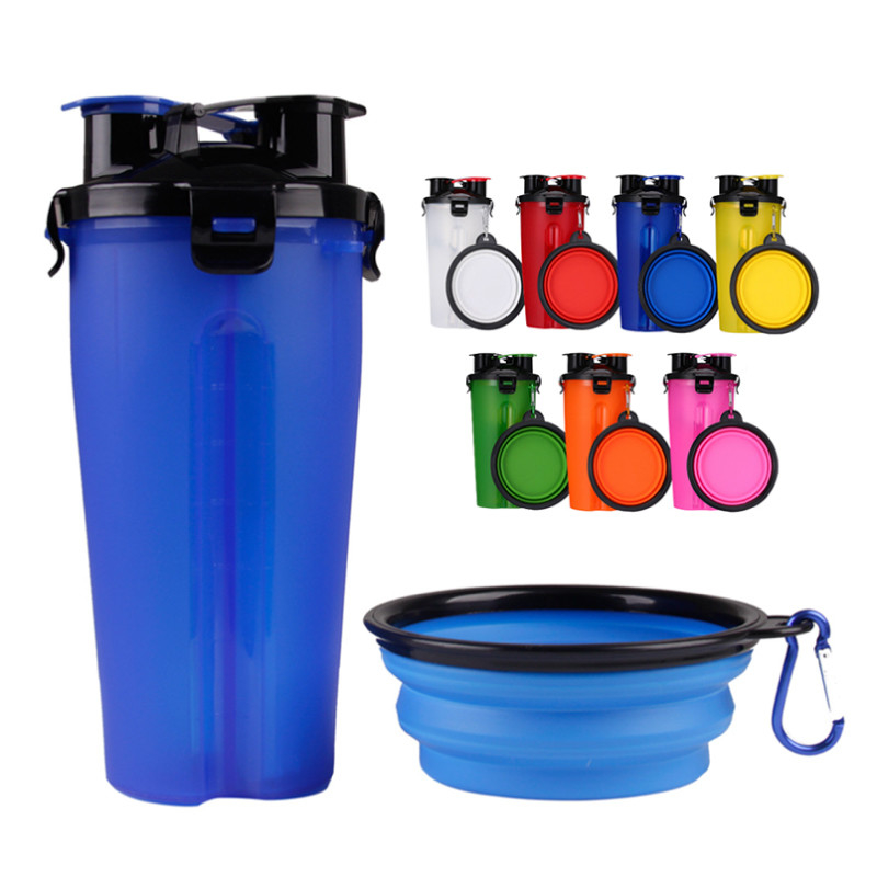 Portable Dog Travel Water Bottle With Food Container And Detachable Silicone Bowl
