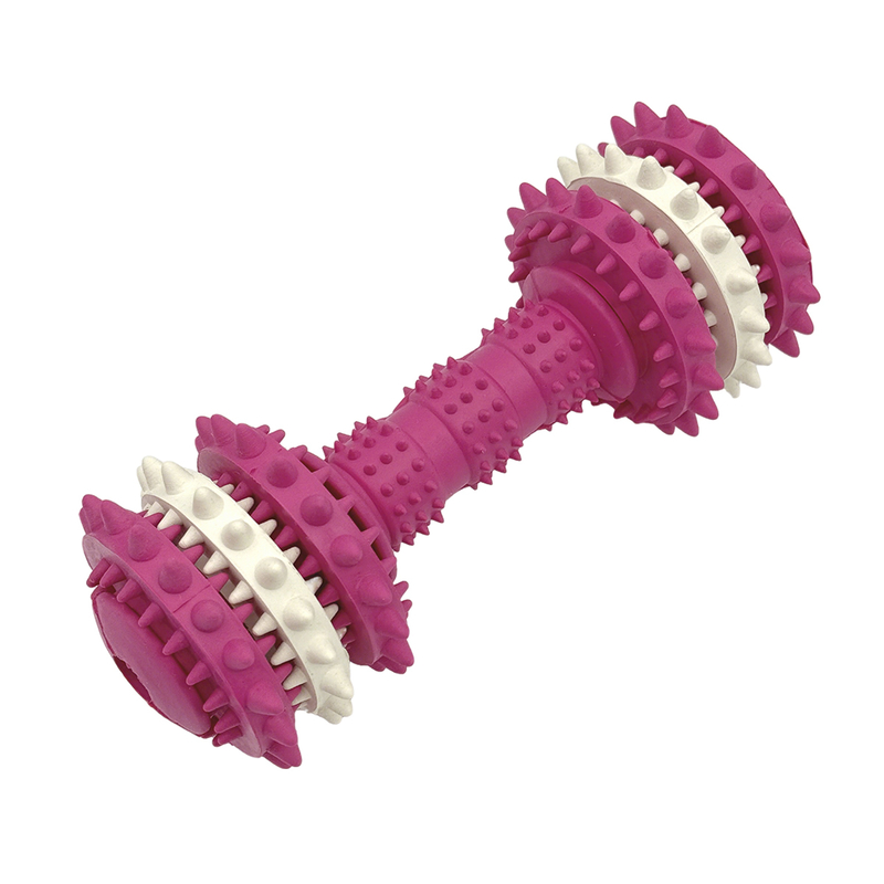 Durable Rubber Dog Chew Toy Dumbbell Shape With Teeth Cleaning Bumps