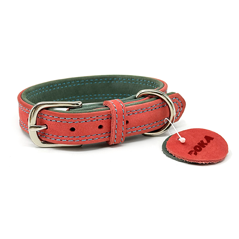 Colored Genuine Leather Pet Collar – Stylish, Durable, Comfortable Fit