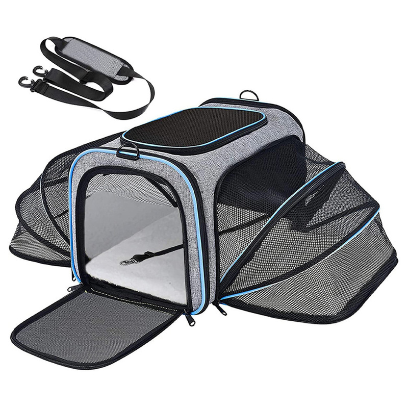 Pet Carrier Large Airline Approved, Expandable Cat Carrier Bag For Vet Visits And Traveling