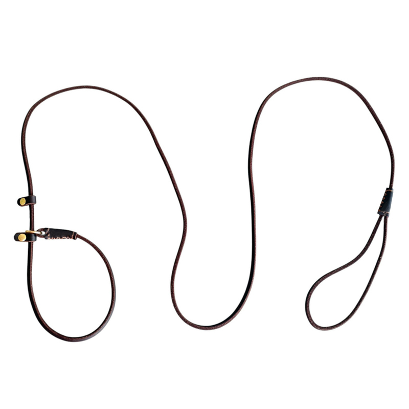 Lightweight Adjustable Durable Pet Genuine Leather Slip Lead For Small Medium Dogs