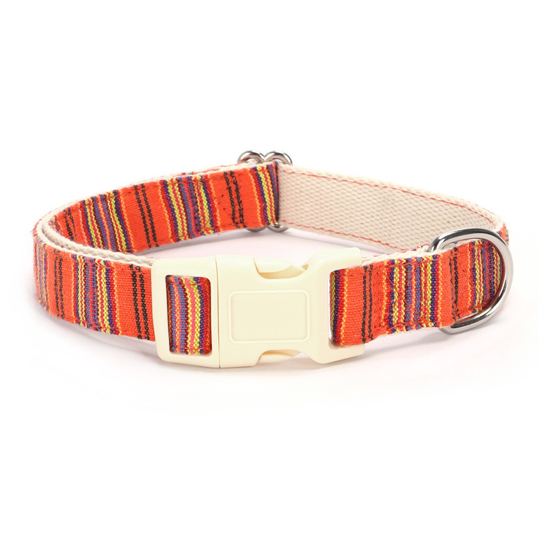 Soft Cotton Pet Collar With Durable Plastic Buckle Comfortable Adjustable Safe