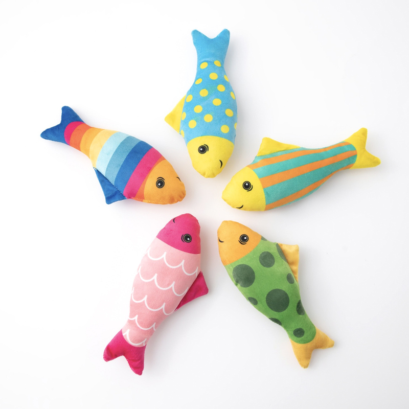 Cartoon Fish Cat Toy Interactive Chewable Plush Soft PP Cotton For Cats