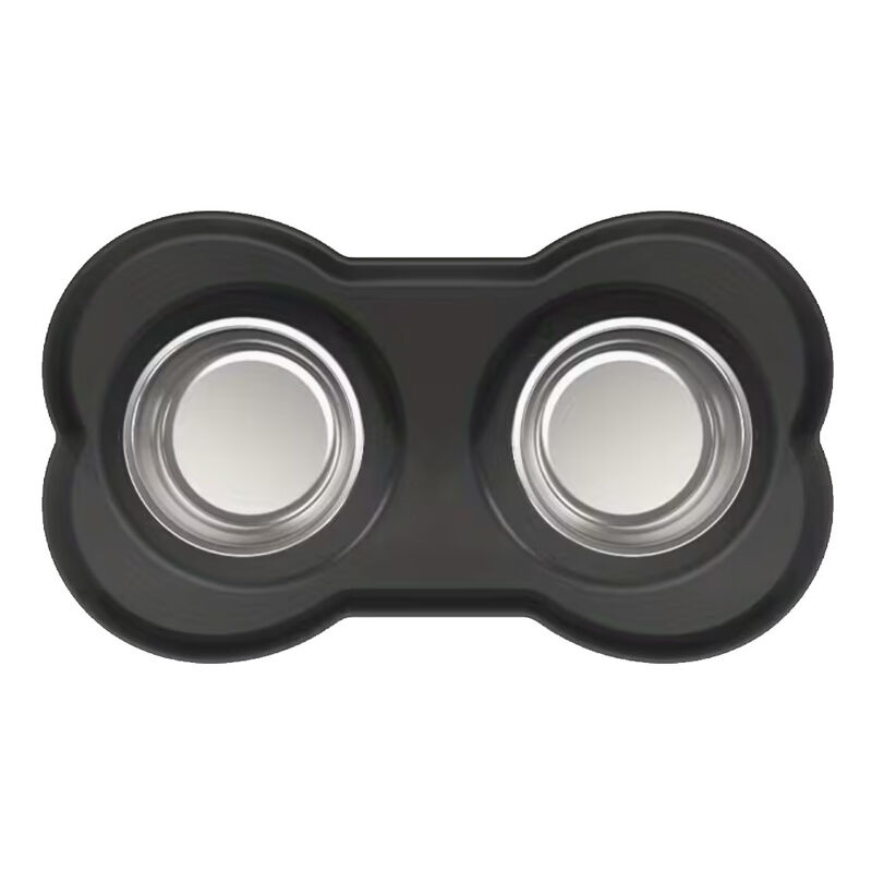 Pet Bowls Set With Non-Slip Base Double Dog Cat Food Bowl Water Dish Spill-Free Durable Easy Clean