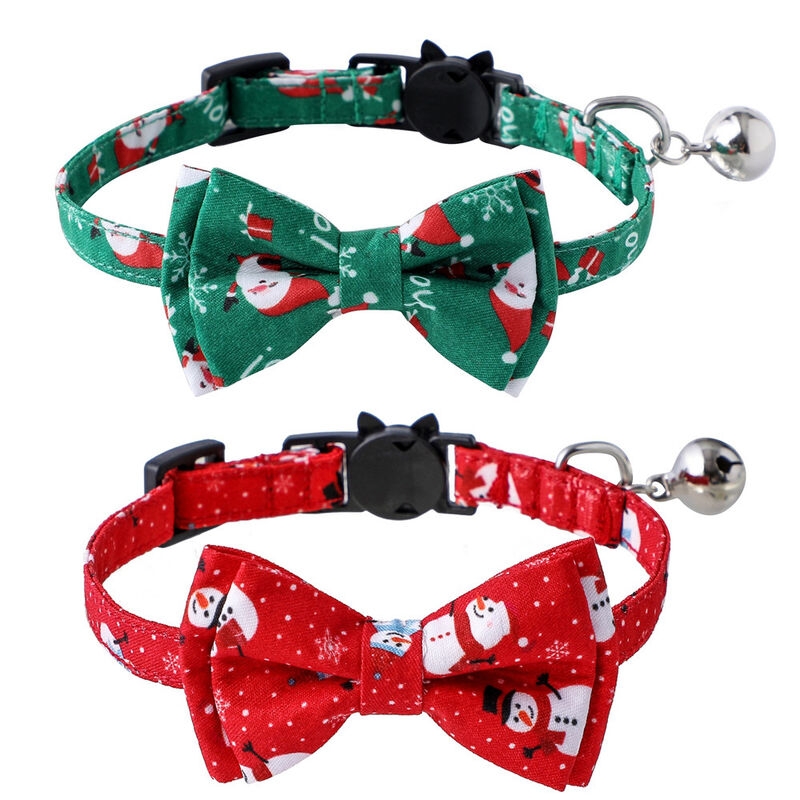 Christmas Plaid Bow Tie Cat Collar, Adjustable Safety Kitten Collar, Adorable Pet Collar Decoration