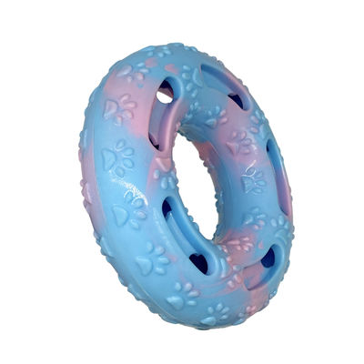 Juguete para mascotas TPR con forma de donut, resistente a la masticación, duradero, dispensador de golosinas, juguete interactivo para perros